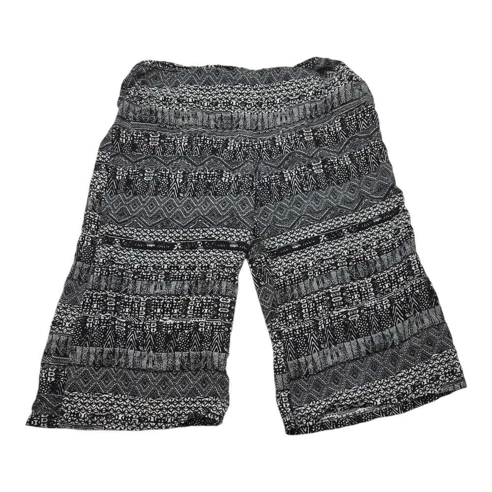 Lily White Womens Black White Geometric Tribal Print Wide Leg Gaucho Shorts L